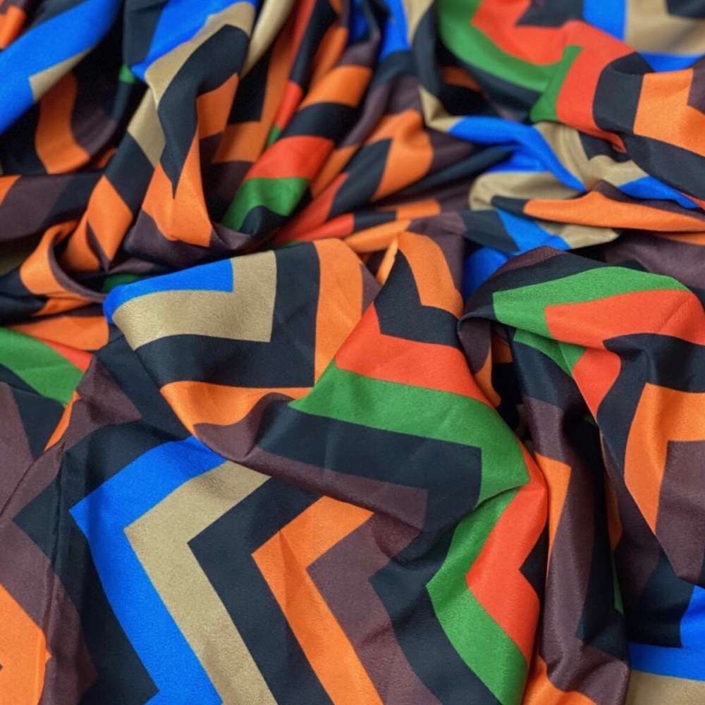 Chevron Patterned Multicolor Poly Print Fabric - Picture 4 of 4